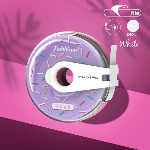 Disposable white abrasive tape EXPERT 240 grit in a plastic case